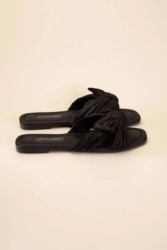 Chic Bow Strap Flat Slides Sandals