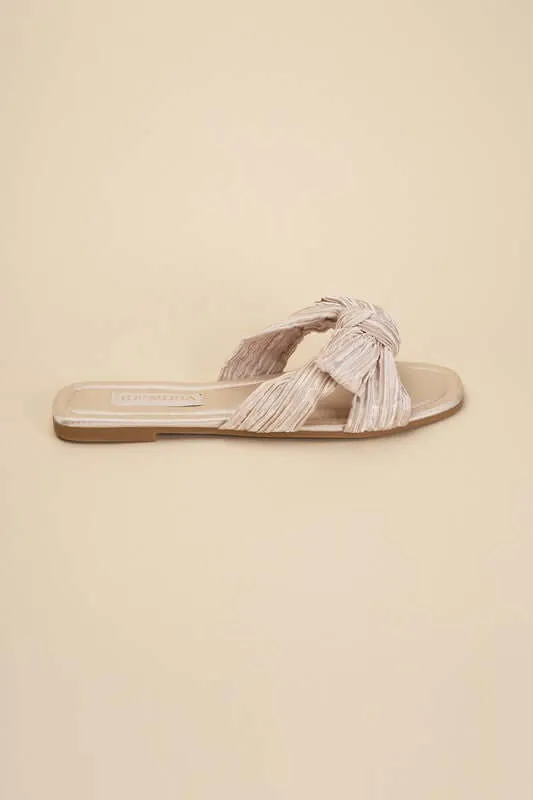 Chic Bow Strap Flat Slides Sandals