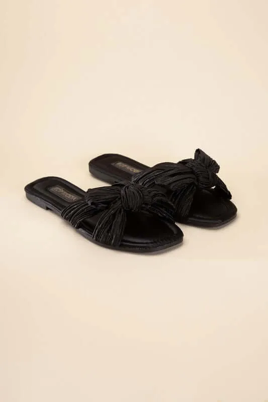 Chic Bow Strap Flat Slides Sandals