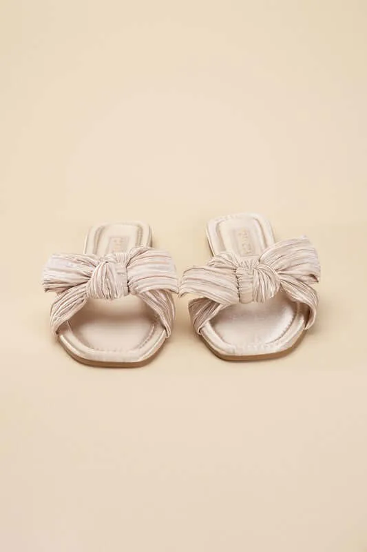 Chic Bow Strap Flat Slides Sandals