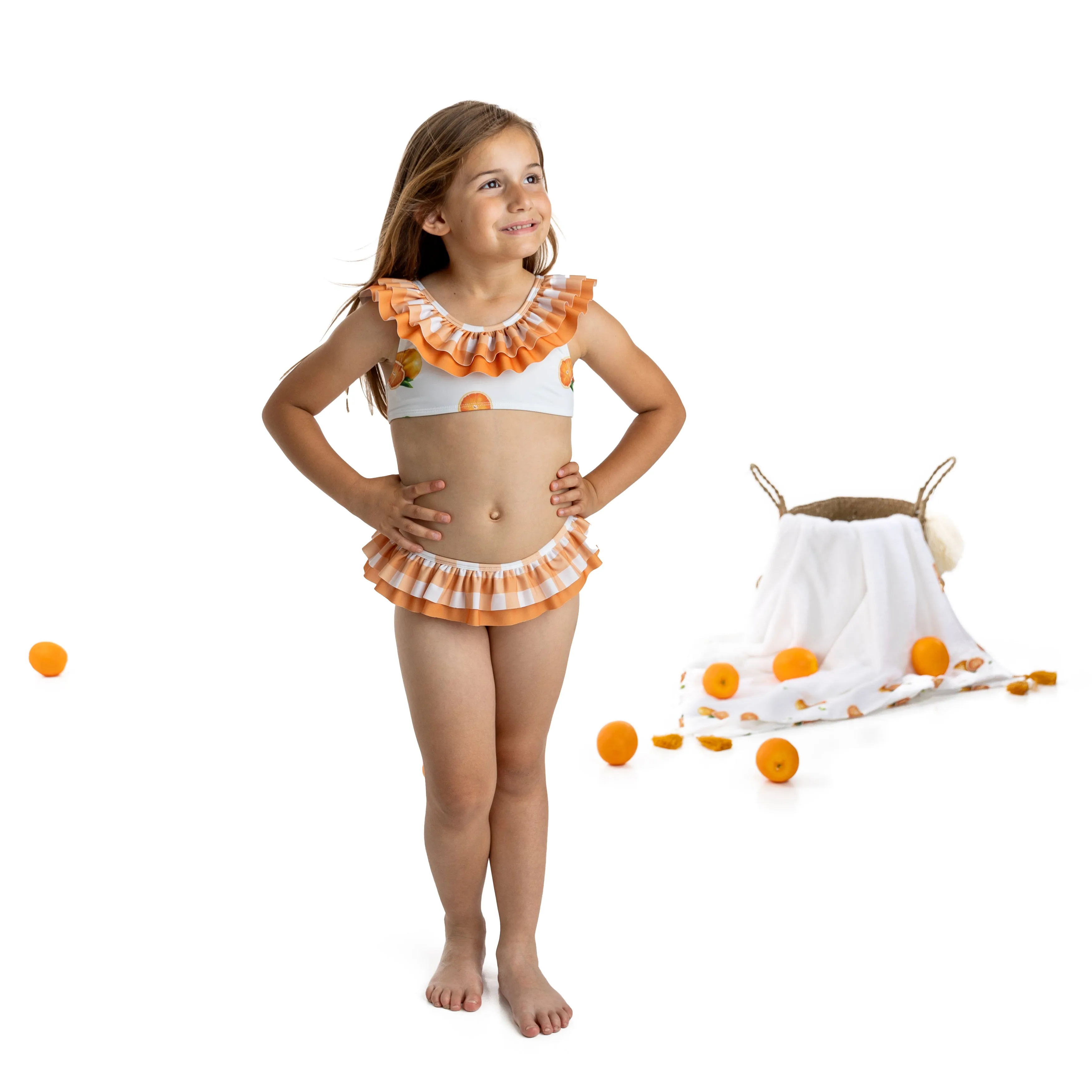 Girls Meia Pata Orange Print Bikini